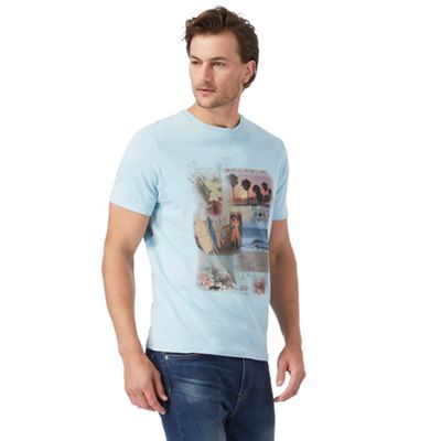 Big and tall light blue graphic print t-shirt
